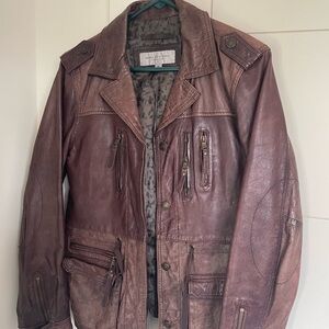 Women's Distressed Brown Leather Jacket